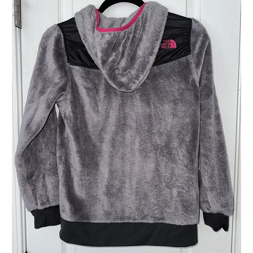 The North Face Girl's L 14/16‎ Oso Hoodie Fleece Gray Pink Full Zip Lined Teddy